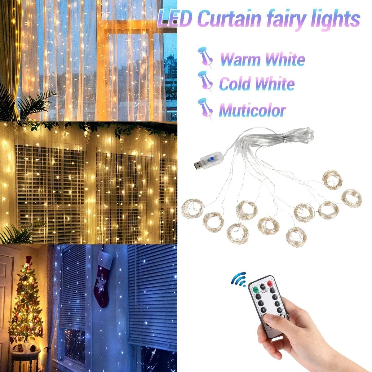 Adornell™ - Christmas Curtains Lights for Home